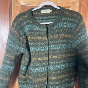 L.L. Bean Women's Olive and Teal Cardigan